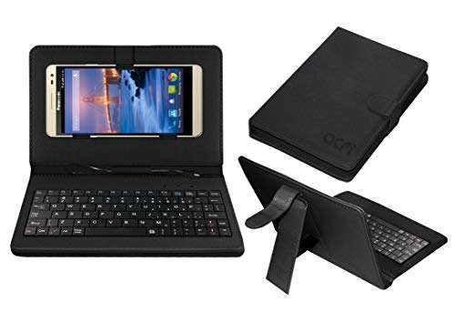 Acm Keyboard Case Compatible with Panasonic Eluga I2 Mobile Flip Cover Stand Plug & Play Device for Study & Gaming Black
