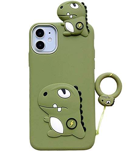 TopFunny Cases for iPhone 11 Case Silicone Cartoon 3D Cute Animals Design Soft TPU Slim Fit Rubber Bumper Protective Cover Shockproof Case Compatible with iPhone 11 6.1" Dinosaur 1