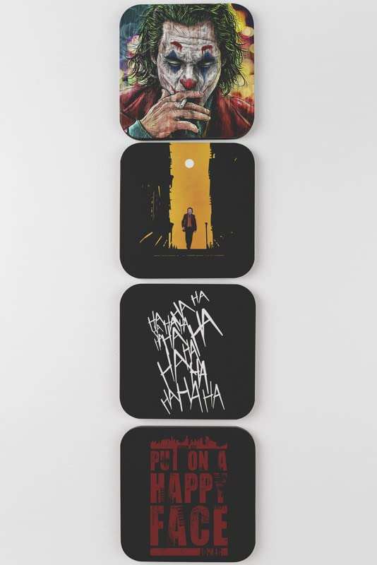 MAGIOO Joker Hahaha Coffee Coaster Set of 4 Unique Design for Glass Tea Cups muigs Square Coaster | Home décor (9X 9 cm) 3