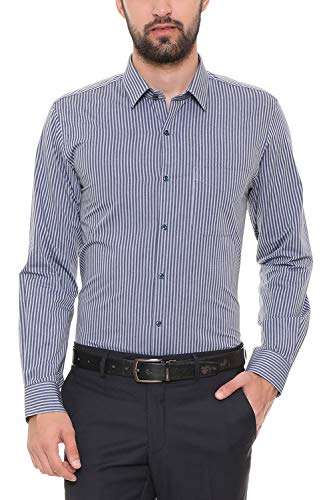 Peter England Men's Striped Slim fit Casual Shirt (PSF318009361_Blue 42) 1