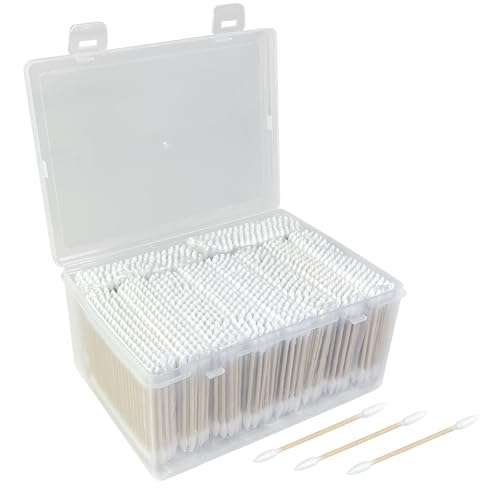Egaageoi 1000 Count Pointed Cotton Swabs - Double Precision Tips with Bamboo Stick for Beauty and Personal Care - for Eyebrow And Eyelash Application, Manicures And Nail Art, Cleaning Ears And Nose 1