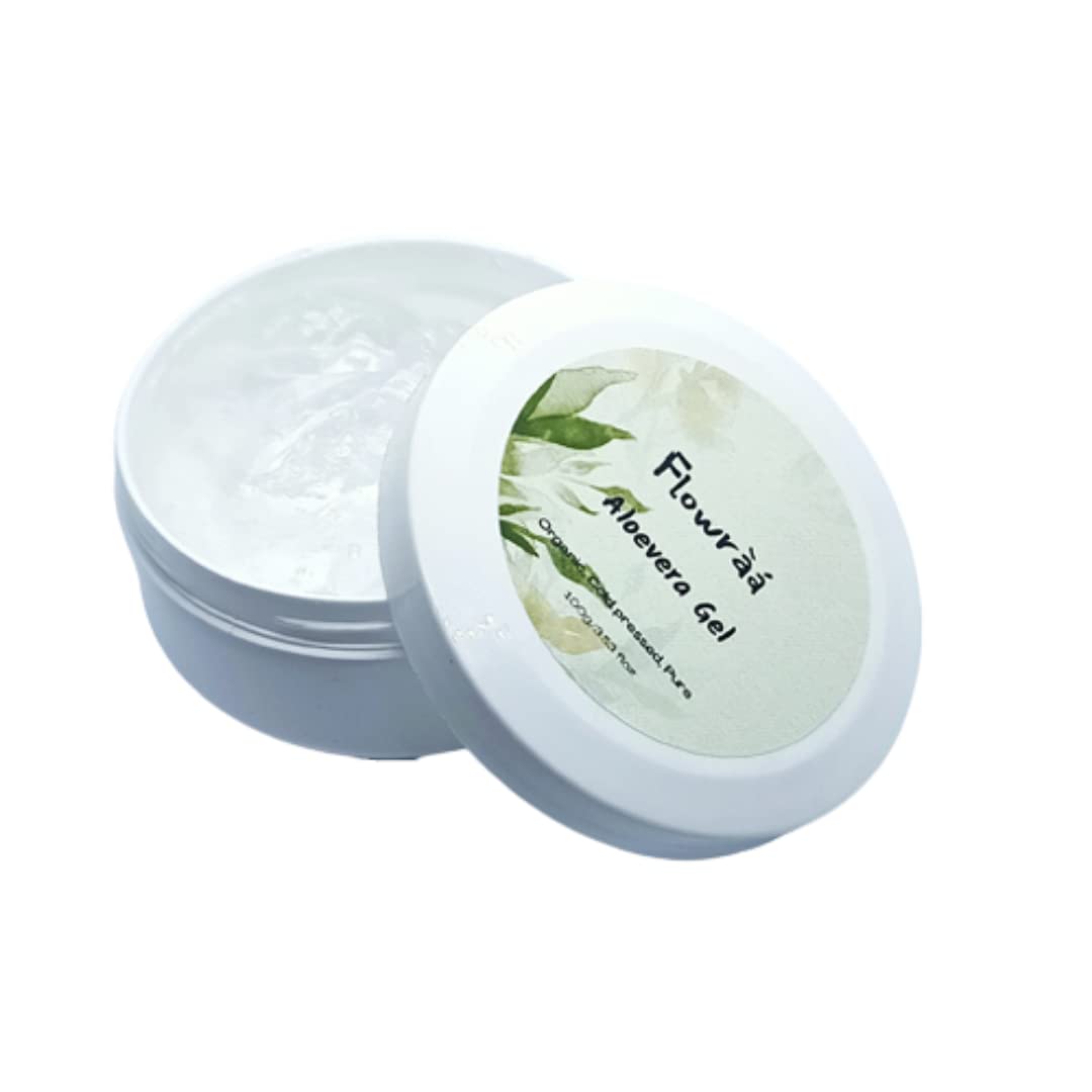 Flowraa 98% Pure, Non Toxic, Organic Aloevera Gel for Scars, Acne and Glowing Skin 100g 1