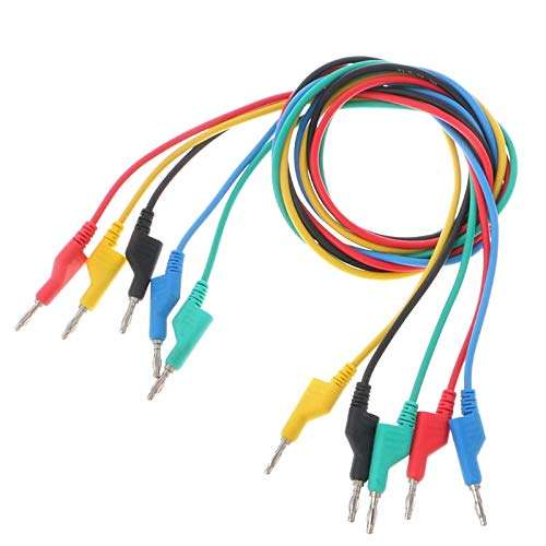 Davitu Electrical Equipments Supplies - 5 Pcs 4mm Dual Banana Plug Smooth Lead Test Cable For Multimeter 1m 5 Colors 1