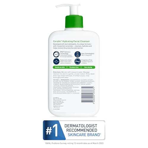 CeraVe Hydrating Face Wash | 16 Ounce | Daily Facial Cleanser for Dry Skin | Fragrance-Free, 473.2 ml (Pack of 1) (SDT74W) 6