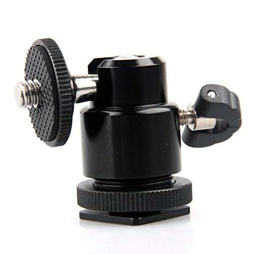 Adjustable Swivel Angle Ball 1/4" Hot Shoe Mount Adapter Holder Camera Video,Black,Pack of 1 3