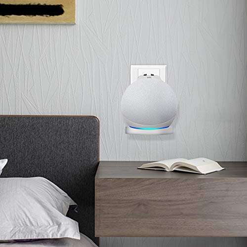 SYNHWEI Outlet Hanger Wall Mount Holder for Echo Dot 4th Generation, Smart Home Speaker Accessories Built-in Cable Space-Saving Stand for Kitchens, Bedroom, Living Room(White) 5