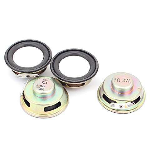 uxcell 4 Pcs 40mm 8Ohm 3W External Magnetic Speaker Loudspeaker Gold Tone