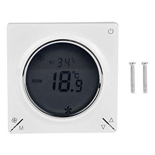Junluck Thermostat, LCD Thermostat, LCD Air Conditioning Fan Coil Central Thermostat Water or Wind Heating Room Programmable Temperature Controller 1