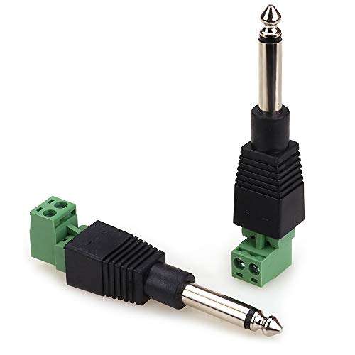 NANYI TS 1/4 Inch Jack, 6.35mm Mono Male Plug for Guitar/Speaker/Microphone Cable That can be Solderless Screw - 2 Pack 4