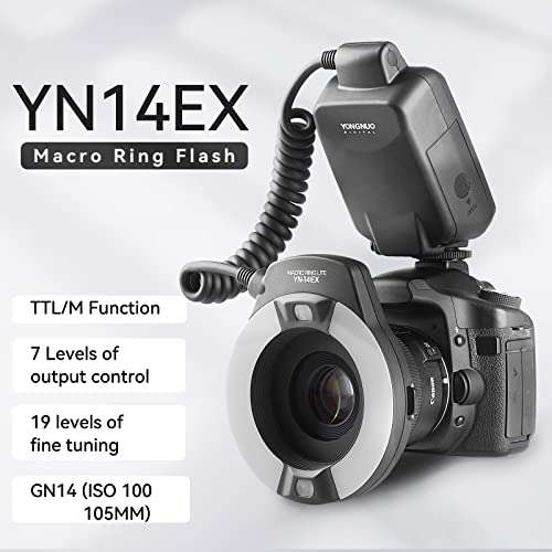 YONGNUO YN-14EX YN14EX TTL Macro Ring Flash, LED Flash Light with Adapter Ring for Canon EOS DSLR Cameras, as Canon MR-14EX 2
