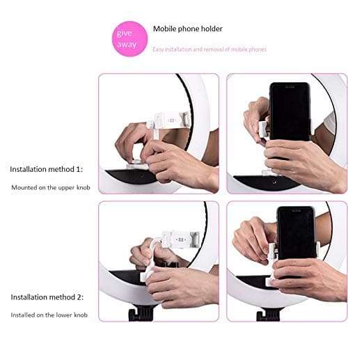 13.5" LED Ring Light with Tripod Stand and Phone Holder for Selfie,Live Streaming & YouTube Video, Dimmable Desk Makeup Ring Light for Photography, Shooting with 3 Light Modes and 10 Brightness Level 4