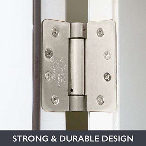 Ilyapa Self Closing Door Hinges, 2 Pack, Satin Nickel Mortise Spring Hinge - 4 x 4 Inch Interior Spring for Doors with 1/4" Radius Corners 4