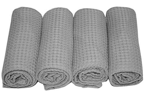 Amazon brand - Umi Classic Waffle Kitchen Dish Towels(15"x25",4-Pack, Grey) 3