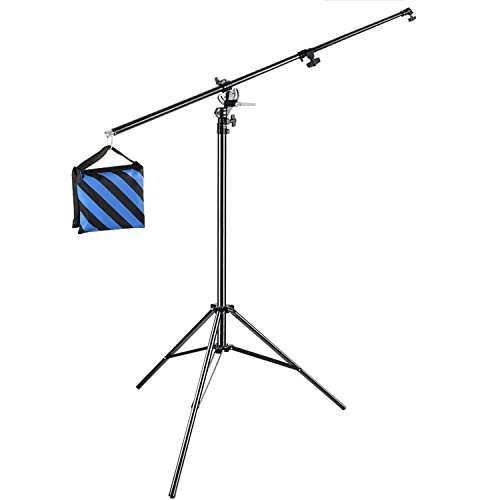 Neewer Photo Studio 13 feet/3.9 Meters 2-in-1 Light Stand with 74.8-inch Boom Arm and Blue Sandbag for Supporting Softbox Studio Flash for Video Portrait Photography, Aluminum Alloy (Empty Sandbag) 1