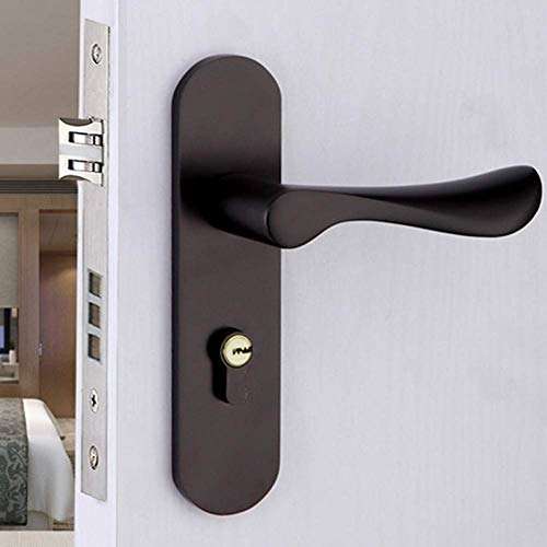 WSZJJ Entry Lever Door Handle and Single Cylinder Deadbolt Lock and Key Slim Square Locking Lever Handle Set [Front Door or Office] Right & Left Sided Doors Heavy Duty – Iron Black Finish 3