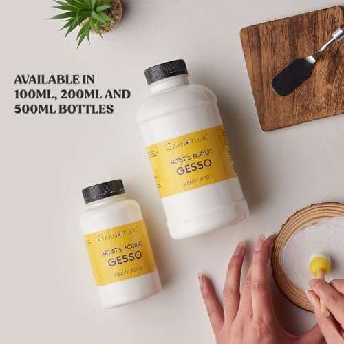 GRANOTONE Acrylic Gesso Water Base Non-Toxic Universal Gesso Primer to Apply as an Undercoat Before Painting for Extra Coverage Ideal for Pro Artist Hobby Painters & Kid (500 milliliters, White) 3