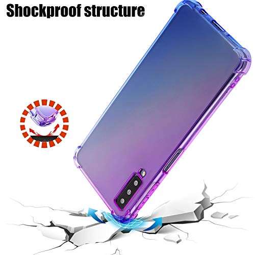 BAISRKE Clear Gradient Case for Galaxy A7, Shock Absorption Flexible TPU Soft Edge Bumper Slim Protective Cases Cover for Samsung Galaxy A7 2018 A750 SM-A750F - Blue Purple 6
