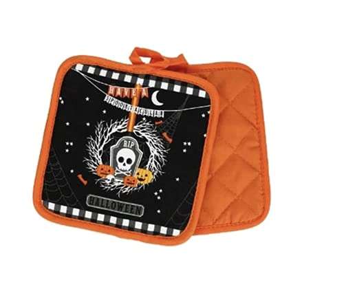 GI Halloween Kitchen Set Spiderwebs Printed Includes 2 Dish Towels, 2 Square Potholders, 1 Oven Mitt Great for Cooking, Baking, House Warming and Decoration (Set of 5 Piece) 3