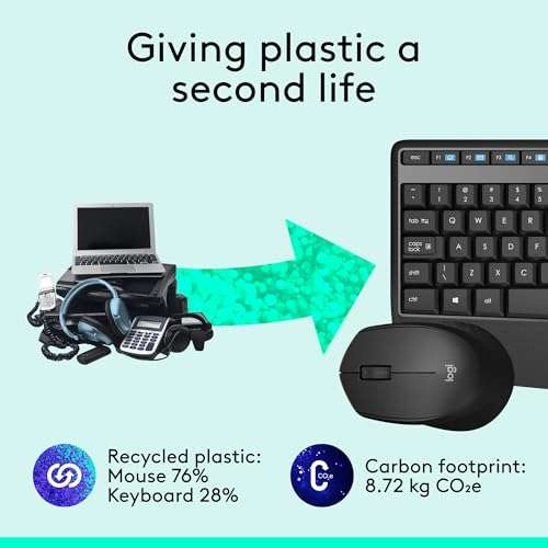 Logitech MK345 Wireless Combo Full-Sized Keyboard with Palm Rest and Comfortable Right-Handed Mouse, 2.4 GHz Wireless USB Receiver, Compatible with PC, Laptop,Black 5