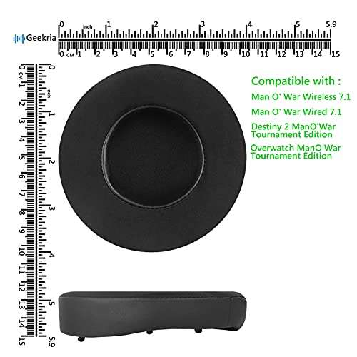 Geekria Sport Cooling Gel Replacement Ear Pads for Razer ManO'War Wireless, Destiny 2 ManO'War, Overwatch ManO'War Tournament Edition Headphones Ear Cushions (Black) 6