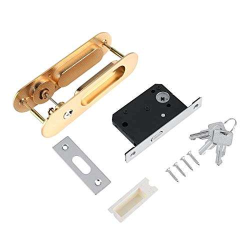 TJLSS Sliding Door Lock Handle Anti-Theft with Keys for Barn Wood Furniture Hardware Door Latch Lock for Double Doors 4