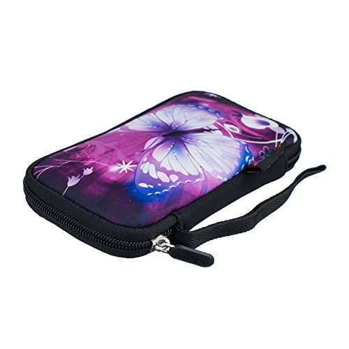 iColor Purple Butterfly Universal Portable USB Flash Drive Case Bag/Electronic Accessories Organizer Holder/Hard Drive Case Bag USB-12 3