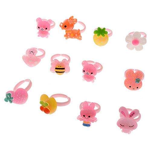 MM RETAILS Little Girl Cute Lovely Jewel Rings Girl Pretend Play and Dress Up Rings for Party Rings Set Cartoon Cute Kids Accessory Gift for Children (Pack of - 36) 6