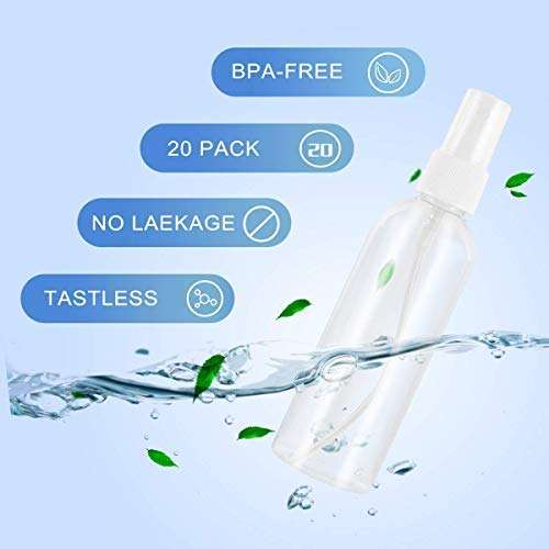 ORIENTOLUXURY 100ml EmptyPlastic Cute Reusable Refillable Fine Mist Sprayer Spray Bottle Atomizer with Ultra-Fine Mist Pump for Multipurpose Purposes Like sanitizing- Pack Of 20(White) 2