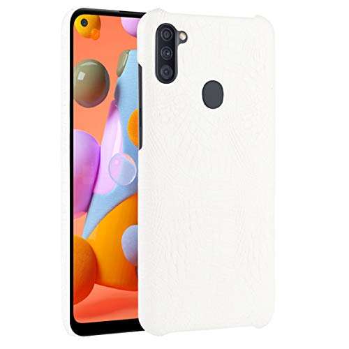 Galaxy A11 Case, Gift_Source Premium Crocodile Pattern PU Leather Case Slim Fit Hard PC Back Cover Protective Cell Phone Cases for Samsung Galaxy A11 (US Version) 6.4 [White] 1