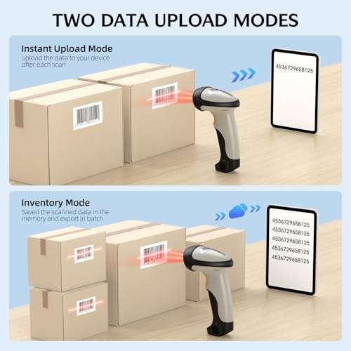 TEEMI Bluetooth Barcode Scanner, 1D Handheld Laser Bar Code Reader with Auto Sensing & Fast Accurate Scanning, Easy Pairing with iPad, iPhone, Android Smartphone, Tablet, PC – No Stand 6