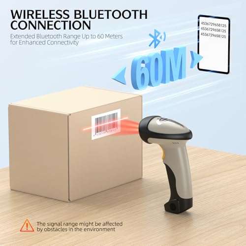 TEEMI Bluetooth Barcode Scanner, 1D Handheld Laser Bar Code Reader with Auto Sensing & Fast Accurate Scanning, Easy Pairing with iPad, iPhone, Android Smartphone, Tablet, PC – No Stand 3