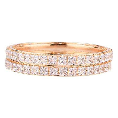 Amazon Brand - Anarva Women's Crystal Bracelet Bangle Set (2 Pc), Size - 2.8, White 6