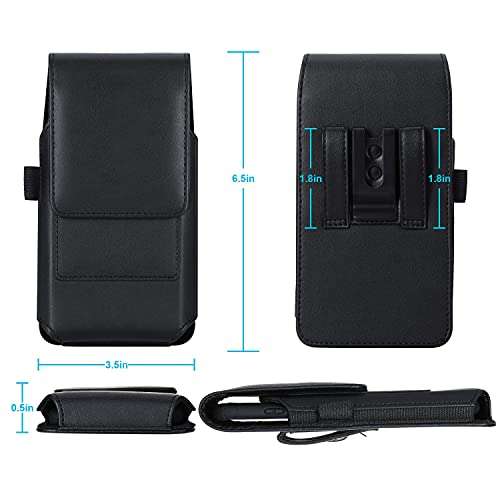 Mopaclle Cell Phone Holster for Samsung Galaxy Note 20 Ultra Note 10 Plus Note 8 9 A12 A52 A54 A73 A03s, 15 Plus 14 Pro Max 11 Pro Max Leather Belt Case with Belt Clip Phone Holder Pouch, Black 5