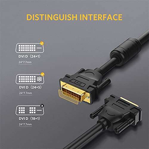 UGREEN 1.5 m DVI to VGA Cable DVI-I 24 + 5 Male to 15 Pin VGA Male Converter Adapter Cable with Gold Plated Highly Pure Copper Conductors, Support 1080P for Gaming, DVD, Laptop, and Projector 2