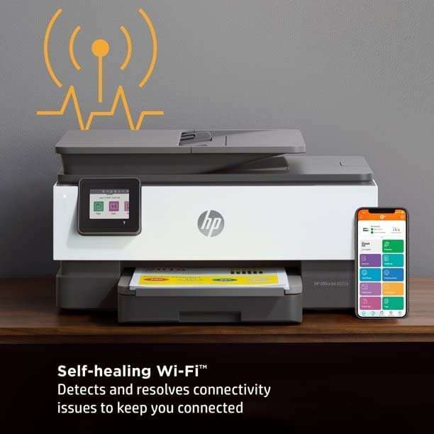 HP OfficeJet 8022e Wireless Inkjet Color All-in-One Printer, Print Copy Scan Fax, Instant Ink Ready, 35 Sheet ADF, WiFi USB Connectivity, 6 Months Free Instant Ink,White, W/Silmarils Printer Cable 4