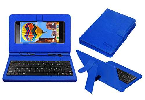 Acm Keyboard Case Compatible with Intex Aqua I5 Hd Mobile Flip Cover Stand Plug & Play Device for Study & Gaming Blue
