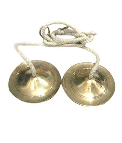 SHARMA MUSICAL STORE® Handmade Percussion Instrument - Hand Cymbals Manjira Pair - Manjeera Indian Musical Instrument 1