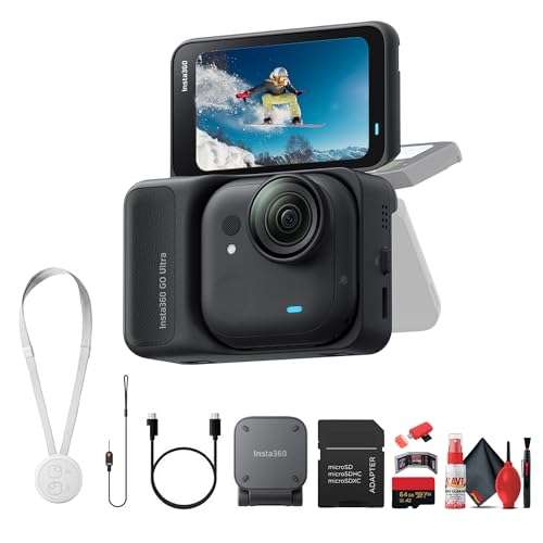 Insta360 GO Ultra Standard Bundle Midnight Black | Compact Wearable Action Camera with Magnetic Mounts, Smooth Stabilized Video, Hands-Free Vlogging Kit + 64GB Card + Card Reader + More 1