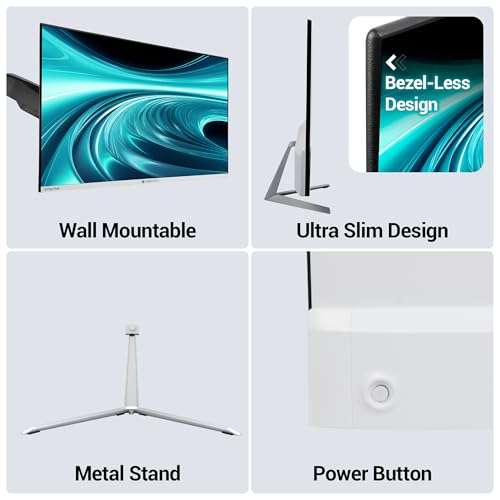 ZEBRONICS A24FHD LED Monitor, 24 inch (60.96cm), 250 nits, 100Hz, Slim Design, FHD, 1080p, Wall Mountable, HDMI, VGA, Ultra Slim Bezel, Metal stand, Built-in Speakers 6