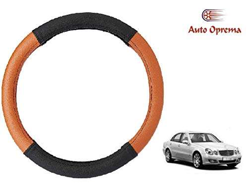 Auto Oprema Leatherette Car Steering Wheel Cover (Black,Tan) for Mercedes Benz E280 Cdi 1