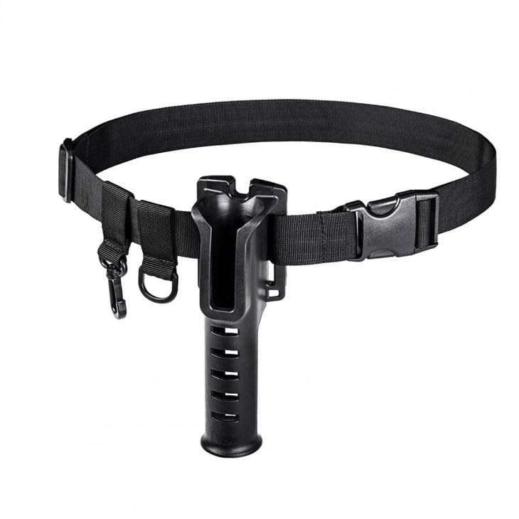 Black Fishing Waist Belt with Portable Plastic Fishing Rod Holder Fishing Waist Belt Adjustable Rod Holder Fishing Belt Pole Inserter Fishing Rod Accessories for Spinning Surf Kayak Outdoor Fishing 1