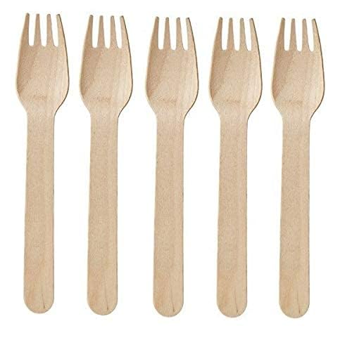 SANWALSA [ Pack of 100pcs, 140mm] Disposable Wooden Forks | Wooden Dining Tableware Fork Set | Ideal for Birthday, Wedding, Events & Party