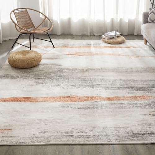 Carvapet Rugs for Hallway, Modern Abstract Low Pile Large Carpet with Rubber Backing, Foldable, Non Slip Machine Washable Runner Rug (8 x 2 Feet Rectangular, Blue Rug) 5