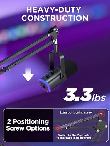 InnoGear Mic Stand for Blue Snowball and Blue Snowball iCE Boom Arm Stand with Pop Filter Microphone Holders for HyperX QuadCast SoloCast Fifine Shure SM7B and Other Mic, Max Load 1.5 KG, Medium 3