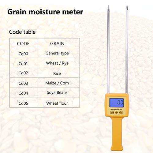 Digital Grain Moisture Meter Portable Grain Moisture Tester Humidity Analyzer Hygrometer for Corn Wheat Rice Bean Wheat Flour Range 5%-35% 5