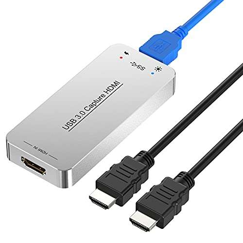 USB Capture HDMI Video Card, Broadcast Live Stream and Record, HDMI to USB Dongle Full HD 1080P Live Streaming Video Game Grabber Converter 1
