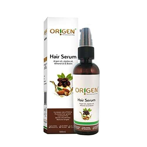ORIGEN Hair Serum (100ml) | With Argan Oil, Jojoba oil,Almond oil & Biotin | Controls Hair Fall & Strengthens Hair Strands | For Men & Women | Lightweight, Non-Sticky & Sulphate Free 3
