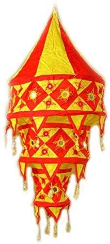 Ayushka crafts Odisha Handcrafted Handmade Cotton Foldable Fabric Lantern/Lamp Shade for Home Decoration (Pack of 10) 3