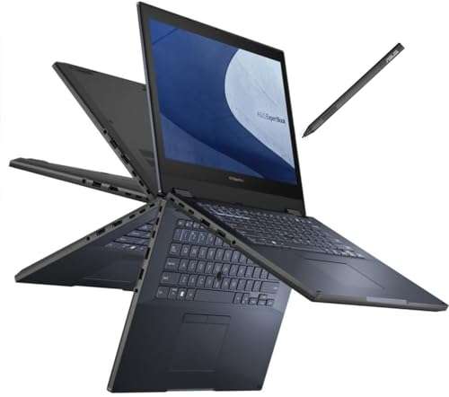 ASUS ExpertBook B2 Flip 2-in-1 Laptop (14" FHD Touchscreen, Intel 12-Core i7-1260P, 16GB RAM, 512GB SSD, Active Pen) for Small Business, Traveling, Engineering, Backlit, FP, 3-Yr WRT, Win 11 Pro, BLK