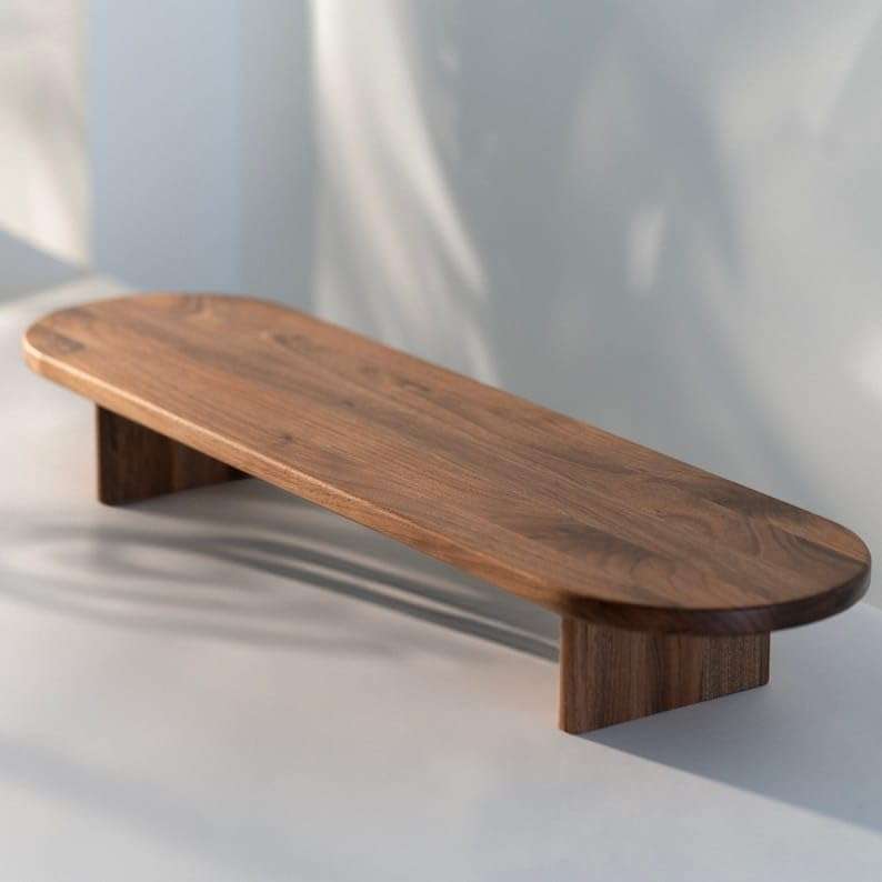 carpentray Wooden Computer Monitor Stand, Monitor Riser Desk Shelf Desktop Stand TV Riser with Keyboard Storage Desk (66cm, Rounded) 6